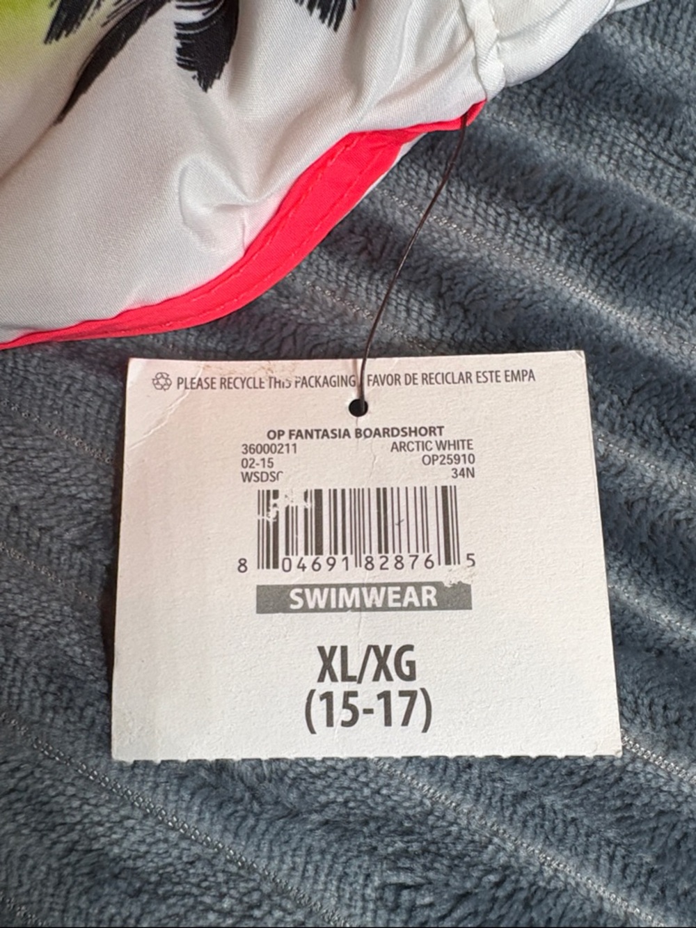 OP White Swim Board Shorts with Rainbow Beach Graphic and Pink Trim Size XL NWT - Picture 7 of 9